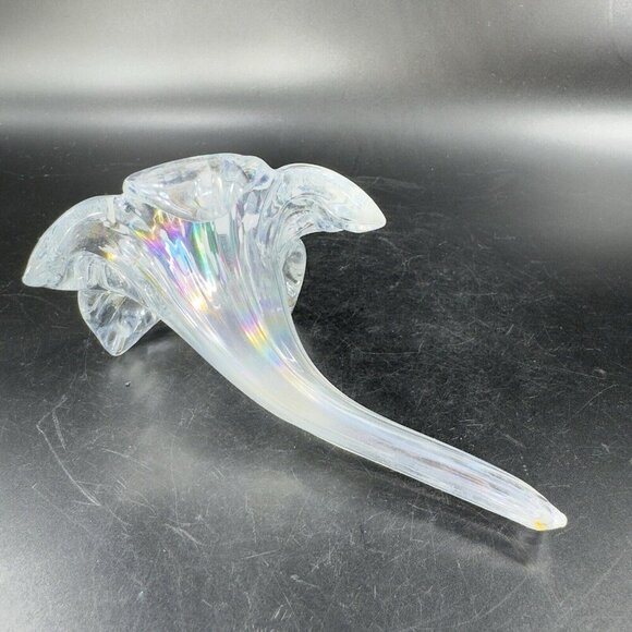 Vintage Silvestri Clear Iridescent Glass Flower With Stem Figurine Decor Glass - Picture 13 of 13
